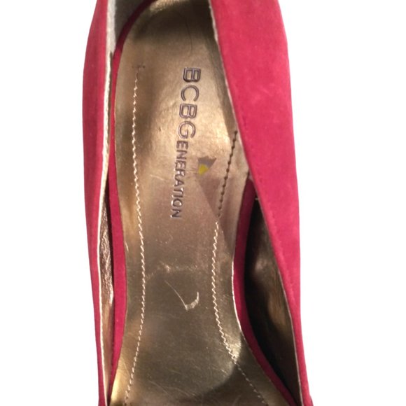 Red Suede Pointed Toe Shoes Size 9B, BCBGeneration Red Stiletto Vintage Pumps - Picture 9 of 11